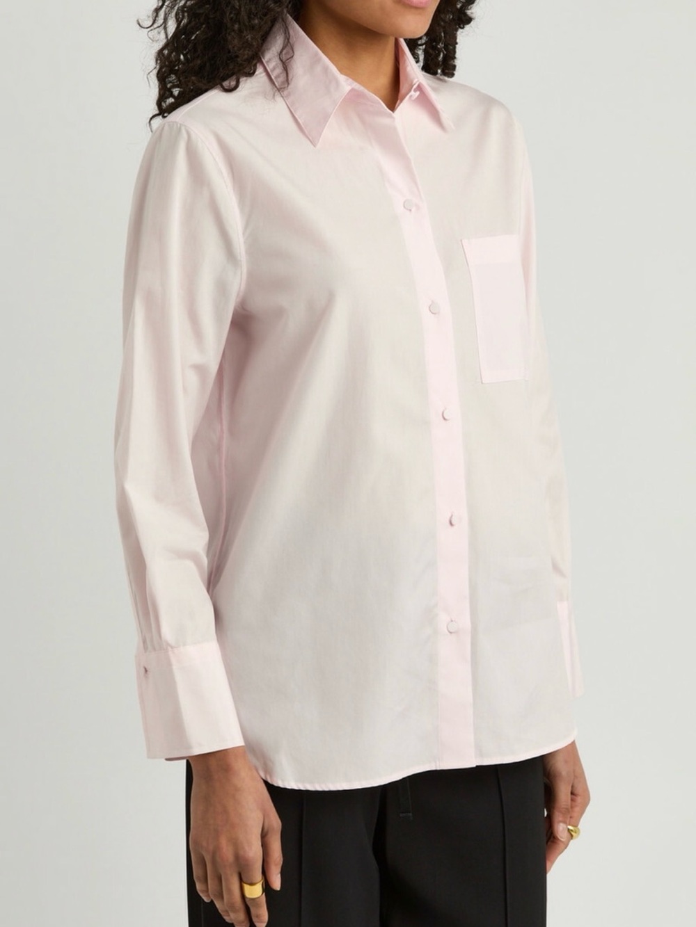 VINCE Light Cotton Poplin Shirt Blush Pink Medium